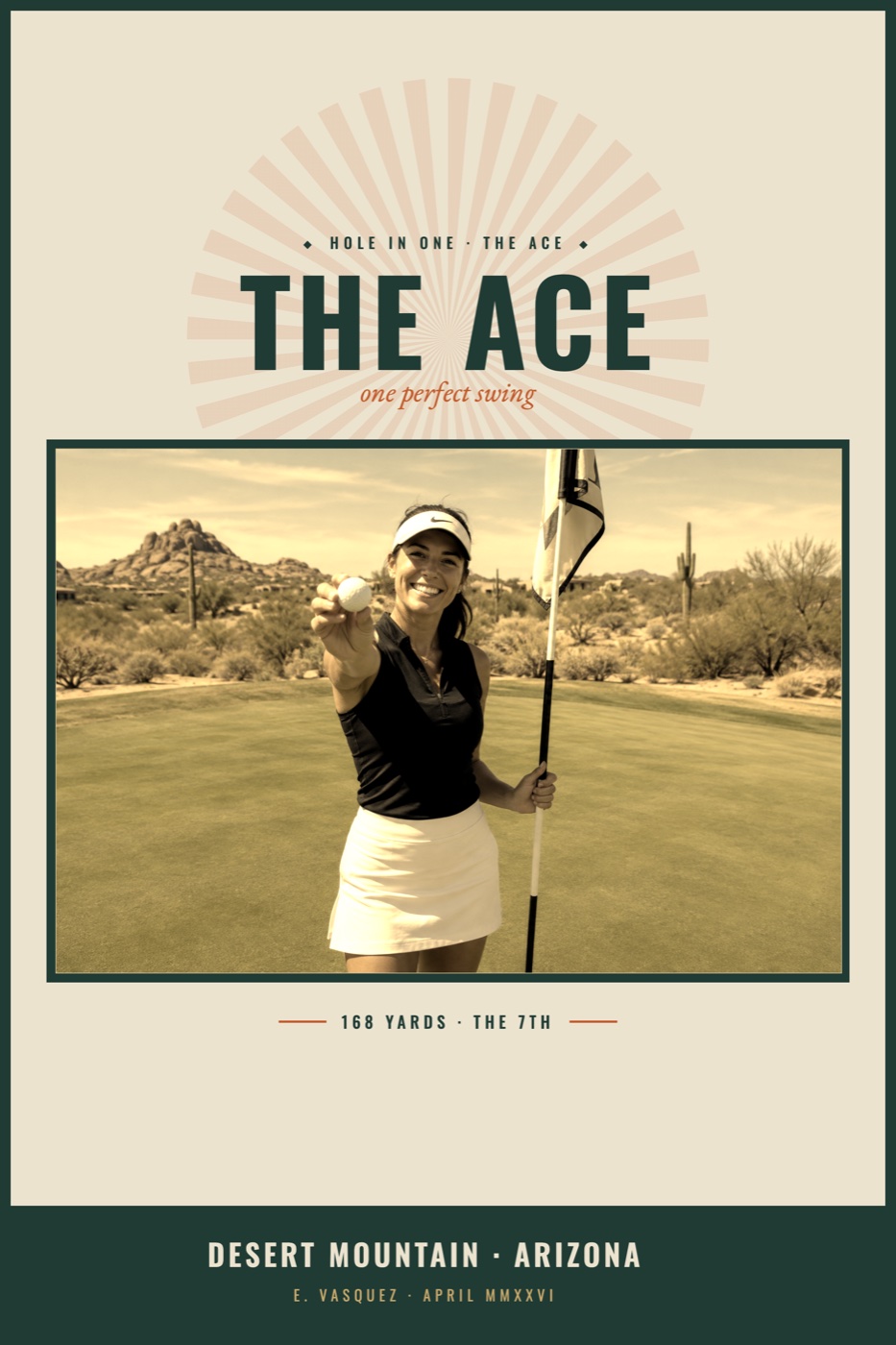 Vintage Links Hole-in-One memory print design