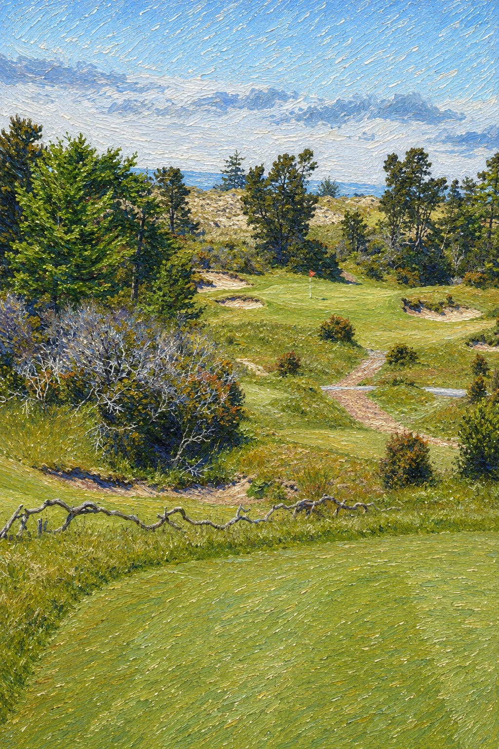 Impressionist painting-style print of Bandon Trails No. 17