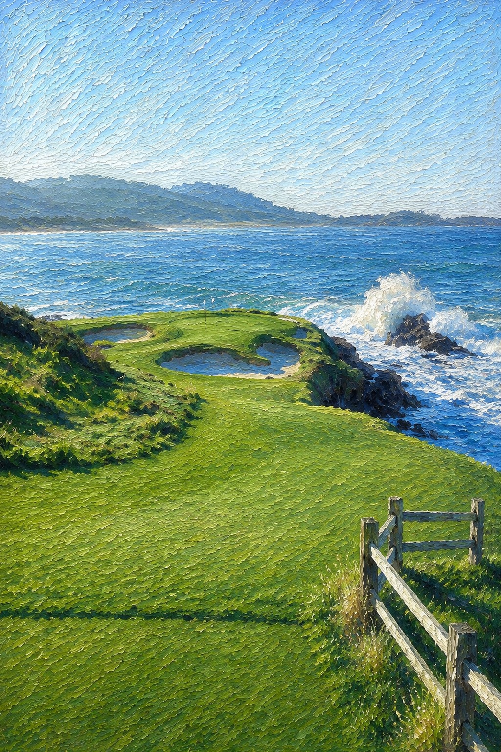 Impressionist painting-style print of Pebble Beach No. 7